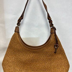 Fossil Woven Straw Zip Top Purse